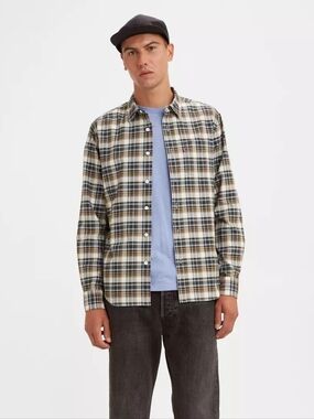 🐝Levi's Men's Classic Fit Plaid Button-Up Long Sleeve Pocket Shirt Size Large